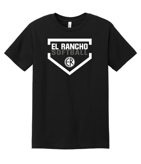 EL RANCHO SOFTBALL BLACK COTTON TEE